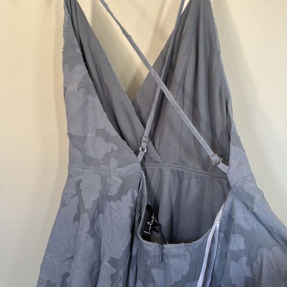Lulu's NWT Days of Beauty Dusty Blue Floral Burnout Skater Dress Size Large - Picture 6 of 10